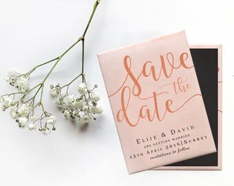 Save the Date Magnet - Rose Gold Script