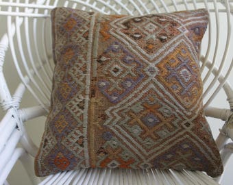 Embroidered Pillow,16x16 Kilim Pillow Antique Turkish Kilim Pillow Cushion Cover, Decorative Pillow Turkey Pillow, Bohemian Pillow 2020
