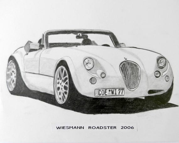 Custom Pencil Sports Car Sketch Drawing Personalized Car 