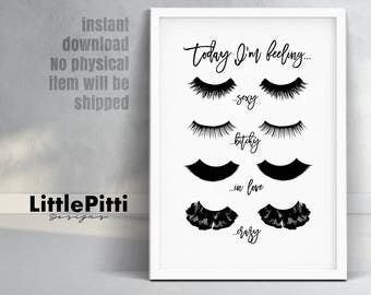 Eye Lashes Print, makeup print, fashion print, eyelashes wall art, makeup decor, lashes poster, eyelashes printable, instant download