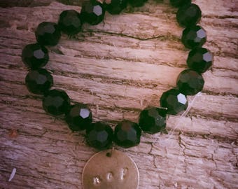 Custom stamped initials black and bronze or silver bracelet - custom bracelet - any color