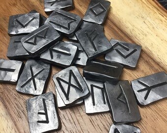 Hand forged rune set