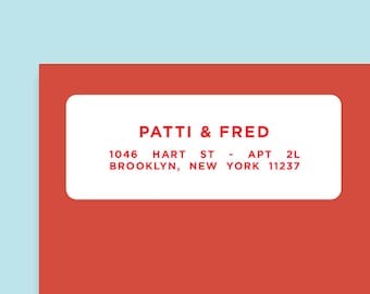 Personalised Return Address Labels 2 5/8" x 1", Red, Matte Custom Labels, Custom Address Sticker, Shipping Label, Wes Anderson,SET OF 30