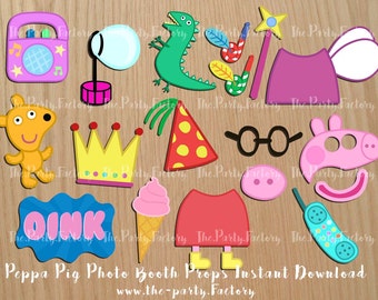 Peppa Pig Photo Booth Props, Instant Download, Digital File