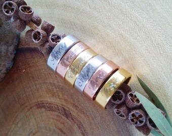 Custom name ring Stackable engraved ring adjustable mother ring Child Name Ring Personalized Message ring inspirational hand stamped jewelry