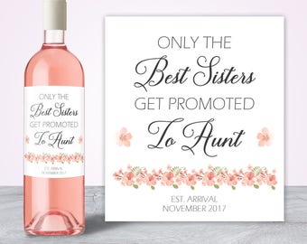 Pregnancy Reveal to Family, Promoted to Aunt to be Gift, Pregnancy Announcement Wine Label, Baby Announcement Ideas Personalized Wine Labels