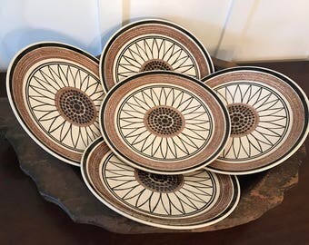 Vintage Cavalier Ironstone Brown-Eyed Susan or Casa del Sol 10 Inch Dinner Plates Set of 6 | Made by Royal China