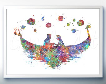 Disney Rapunzel Tangled Lantern Scene Watercolor Poster Print - Watercolor Painting - Watercolor Art - Kids Decor- Nursery Decor