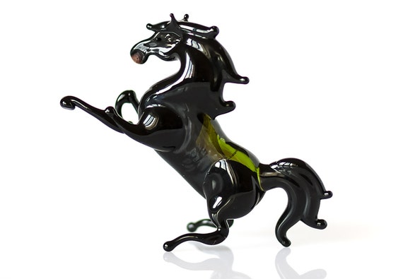 blue glass horse figurine