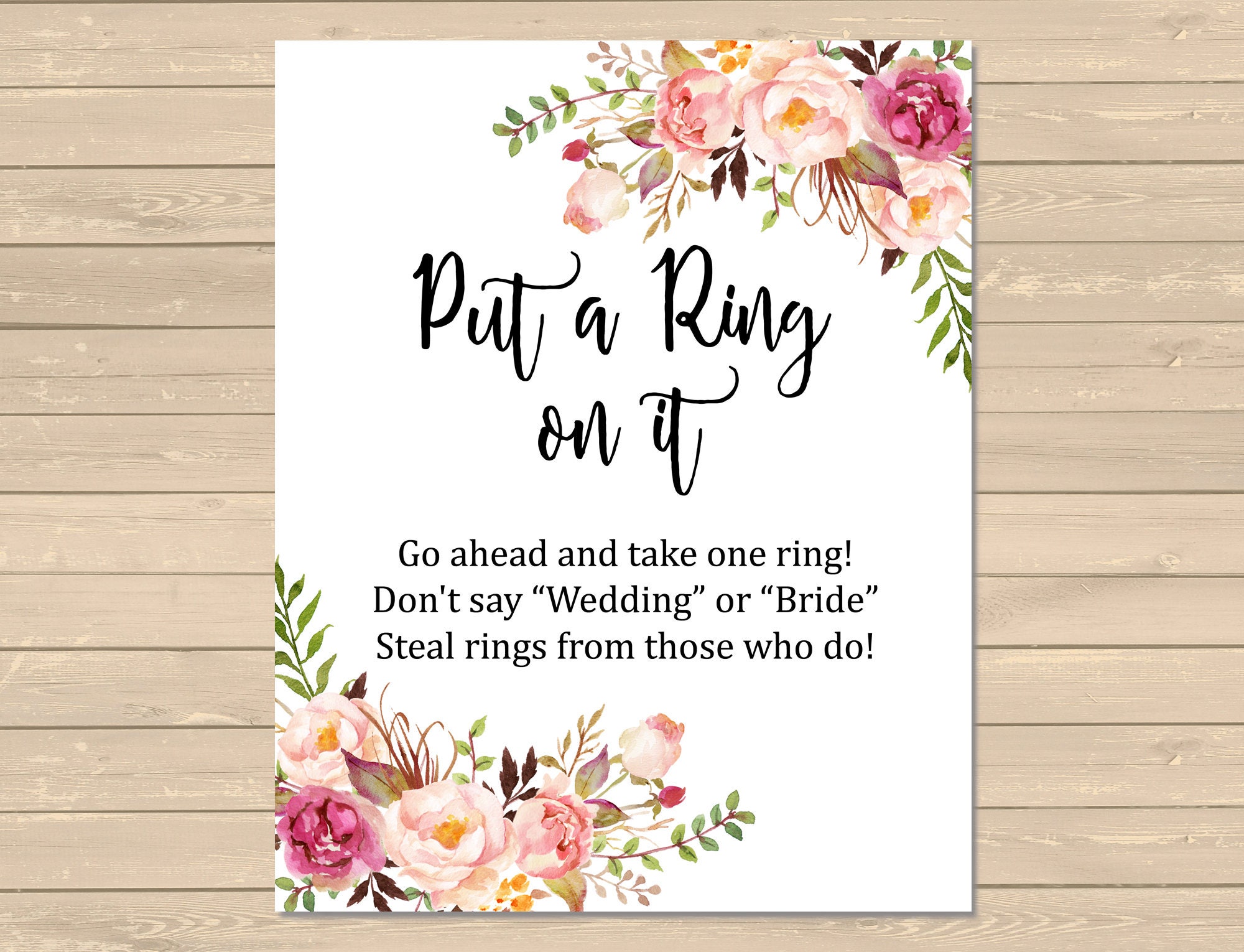 Put A Ring On It Bridal Shower Game Free Printable