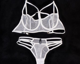 Strappy Sailor Bra Set with Sheer Mini Skirt and Neck Scarf main image 1