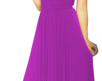 Convertible/Infinity Dress in magenta color floor length with long straps