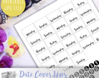 Date Cover Ups - PRINTABLE Functional Stickers for HAPPY PLANNER