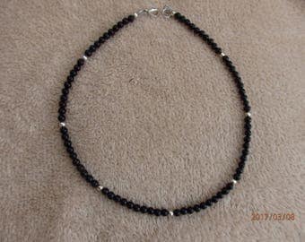 Black onyx and silver necklace