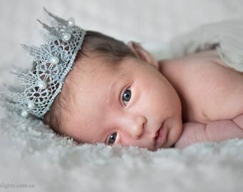 Lace Crown, BirthdayCrown, Mini Crown, Baby Photo Prop, Can also be a Cake Topper