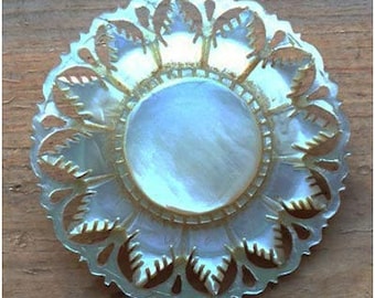 Vintage Hand Carved Mother-of-Pearl Brooch