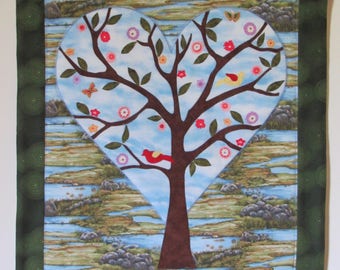 Tree of Life in my Heart Quilt Wall Hanging - L'Arbre de Vie dans Mon Coeur Patchwork Tenture Murale