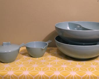 Turquoise Serving Bowls with Creamer Set