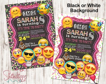 Emoji Birthday Invitation Card - Emoji Icons, OMG Invitation, Emoji Invite, Emoji Birthday, Emoji Party, Emoji Printable, Emoji Card