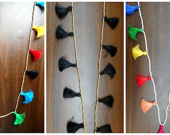 Multi Tassel Necklace, Long Tassel Necklace, Beaded Tassel Necklace, Mala Tassel Necklace, Multi-color Tassel Necklace, Seed Bead Necklace