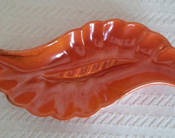 Vintage Redwing Pottery Orange Leaf Shaped Ash Tray, Redwing Pottery Ash Tray 828, Orange Pottery Ashtray, Vintage Ashtray, Made in USA