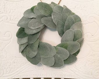 Mini Lambs Ear Wreath, Mini Wreath, Spring Wreath, Farmhouse Decor, Wall Decor