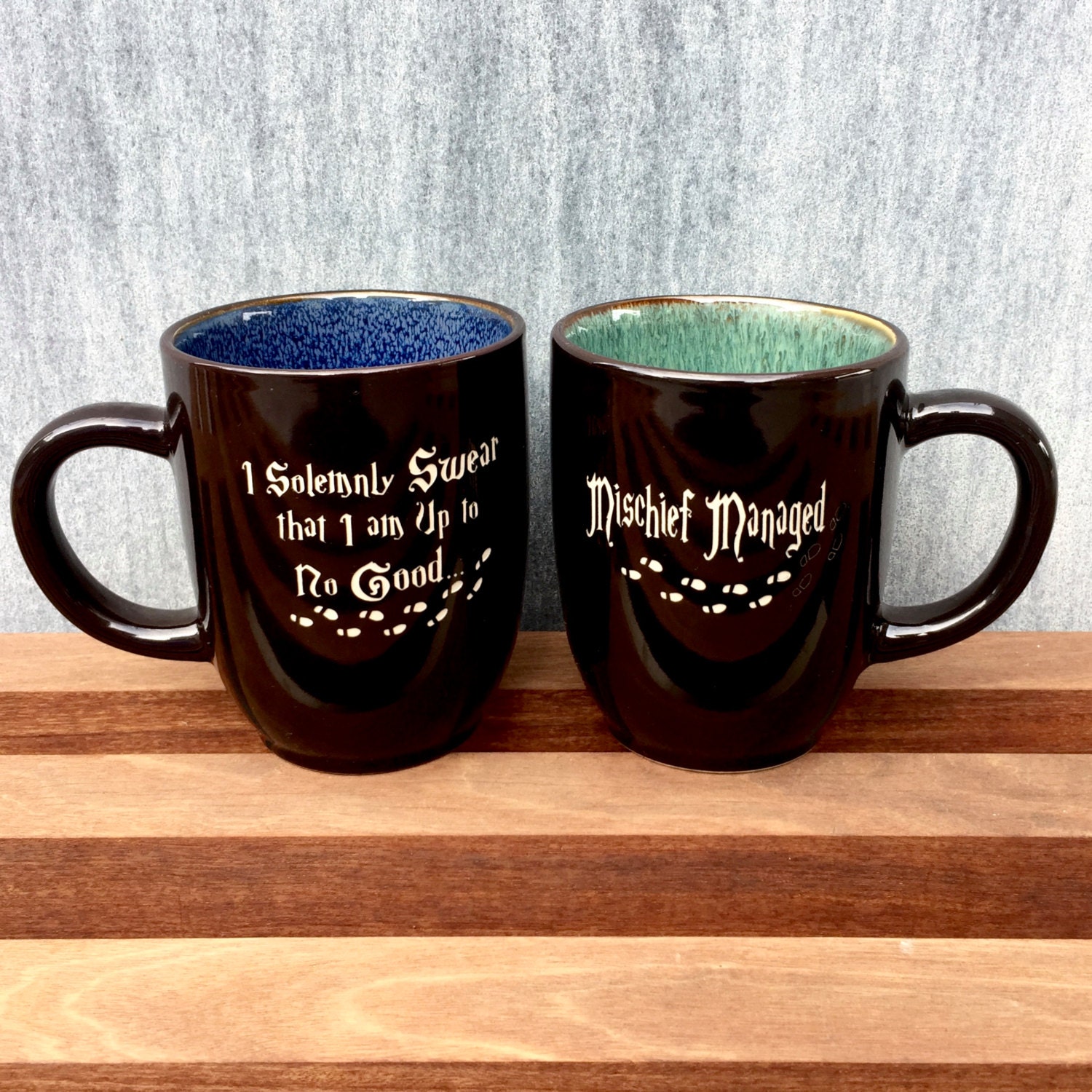 Coffee Mug with Harry Potter Quote - I Solemnly Swear that I'm Up To No Good and Mischief Managed Set