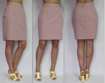 Pale Pink Skirt Vintage Skirt Retro Skirt Pencil Skirt Mini Skirt High Waist Skirt Large Size