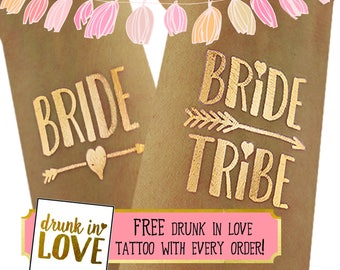 Bride Tribe Tattoos for Bachelorette parties / bach party tatoos / bachelorette party / Hen Party Tattoos / Gold tattoos / bridal party