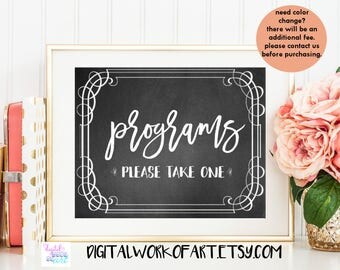 Wedding Program Sign Printable, DIY Rustic Chalkboard Sign, Reception Sign, Wedding Ceremony Sign, Instant Download, PDF Printable, #CHMS-02