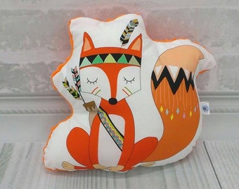 Fox Pillow, Stuffed Animal Pillow, Children Pillow, Cushion, Décor, Nursery, Baby Gift, Kids Room, Nap Pillow, Mid Century Modern