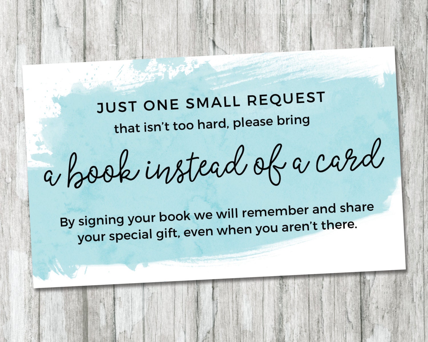 Printable Book Request Card Book Instead of Card Boy Baby