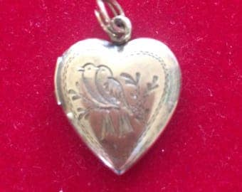 Vintage heart shaped sterling silver locket, 12k gold over sterling