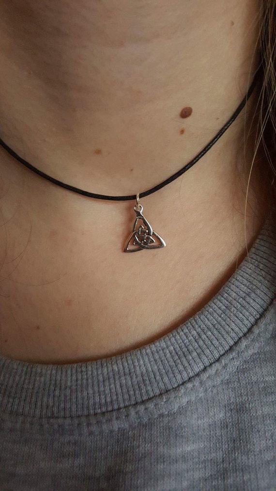 Sterling silver celtic knot choker necklace Trinity knot