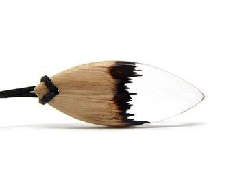 pendant / necklace wooden and transparent resin