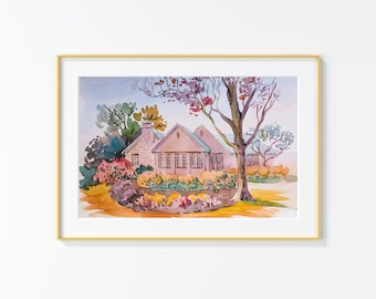 Original Watercolor Painting,Watercolor Painting,landscape,San Antonio,Rosemary Ave.