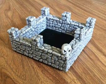 Castle Dice Tray, Dice Tray, Dice Roller, Dungeons and Dragons, DND, Role Playing Game, RPG, Table Top Game, Gaming Accessories, Grey, Brick