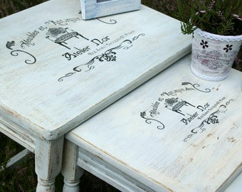 VINTAGE coffee table SHABBY CHIC coffee table coffee table 3-parts set rarity unique