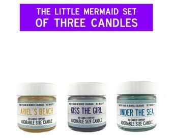 Disney Little Mermaid Adorable Set of 3 Adorable Size Candles - Under the Sea- Kiss the Girl- Ariel's Beach - Disney Candle -