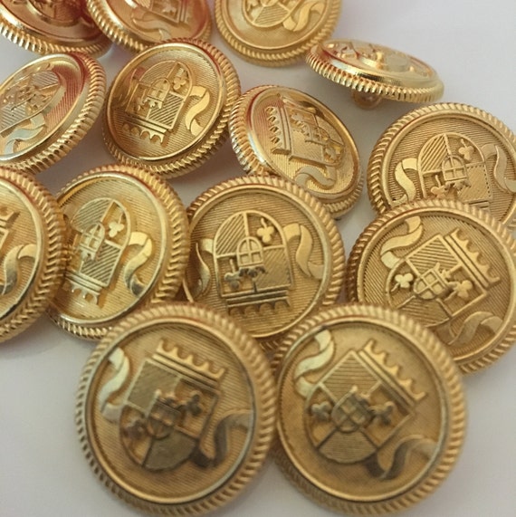 gold metal buttons pack of 10 20mm round gold colour coat