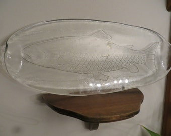 Clear Glass Salmon Serving Tray Platter