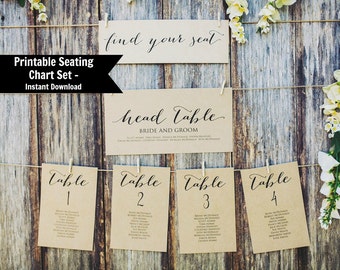 Editable Table Seating Chart Template, Printable Wedding seating plan, Instant Download, Find Your Seat Chart, PDF