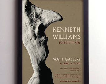Kenneth Williams Carry On Film Actor Art Exhibition Poster, Vintage Movie Poster, Portrait Sculpture Print, Retro Style British Comedy Art