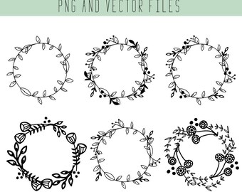 Floral wreath vector | Etsy