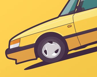 Saab 900 Car Poster Art Print (Side)