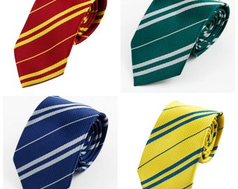 Harry Potter Hogwarts house style ties! Ravenclaw, Hufflepuff, Slytherin, Gryffindor!