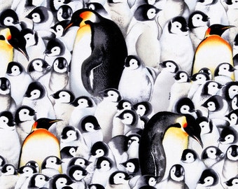 Penguin Fabric, Fabric Scraps, Quilting Cotton Fabric, Destash Fabric, Baby Penguins Fabric, Bird Fabric Fabric by the Yard, Half Yard
