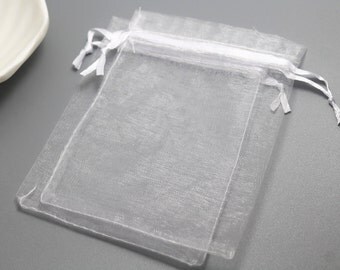 100 pcs White Organza Gift Bags,White Organza Bag,Gift Bag,White Organza Jewelry Bags