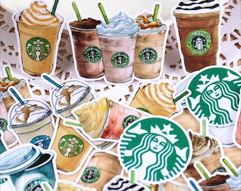 25 Pcs Starbucks Sticker, Starbucks Sticker Flakes, Coffee Filofax Stickers, Scrap booking, Coffee Schedule stickers, Coffee Sticker Flakes
