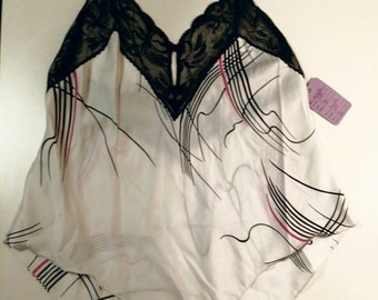 Vintage Romper - Black, White, and Red. Stripes, Linear Design